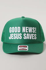 Good News Jesus Saves Trucker Hat - Kellygreen