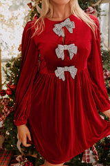 Sugarplum Bow Dress - Red