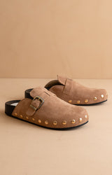Toni Studded Buckle Clogs - Latte
