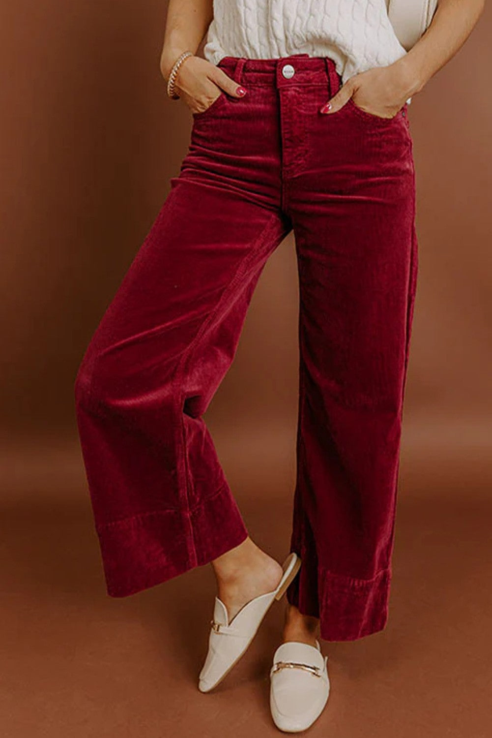 Cove Wide Leg Pants - Burgundy