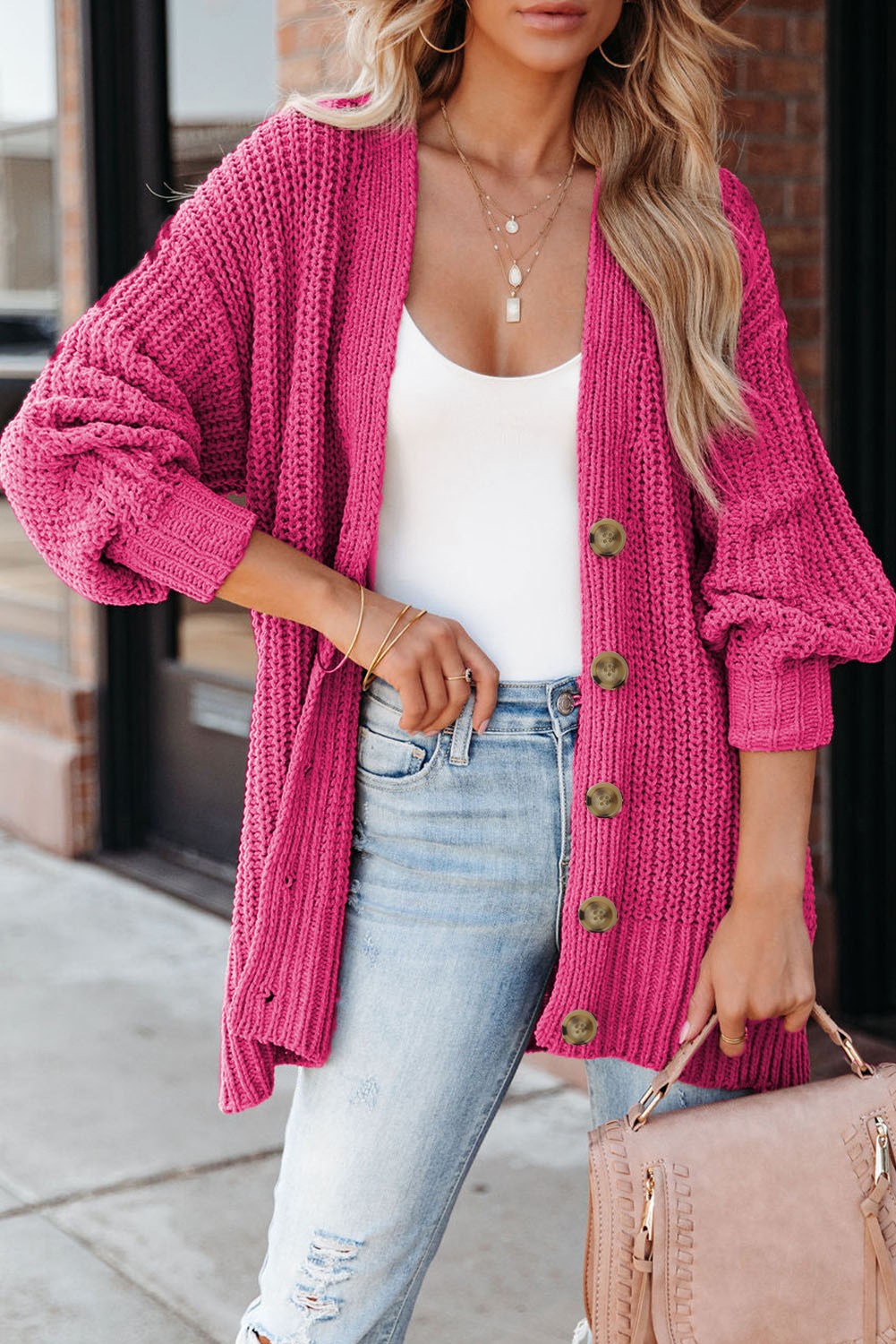 Timeless Threads Cardigan - Rose