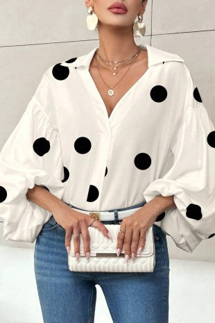 Dot Lantern Top - White