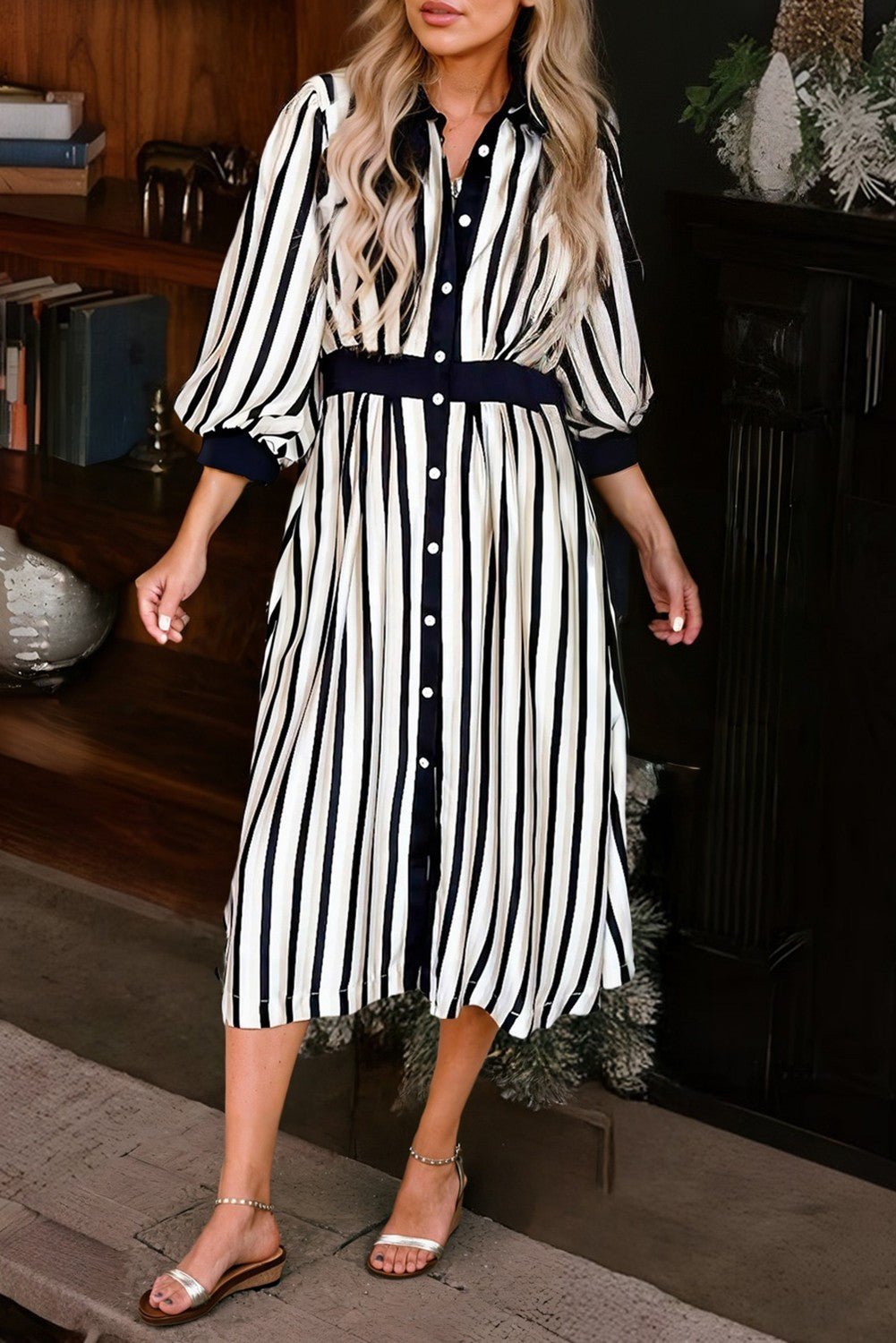 Playful Stripes Midi Dress