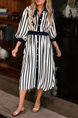 Playful Stripes Midi Dress