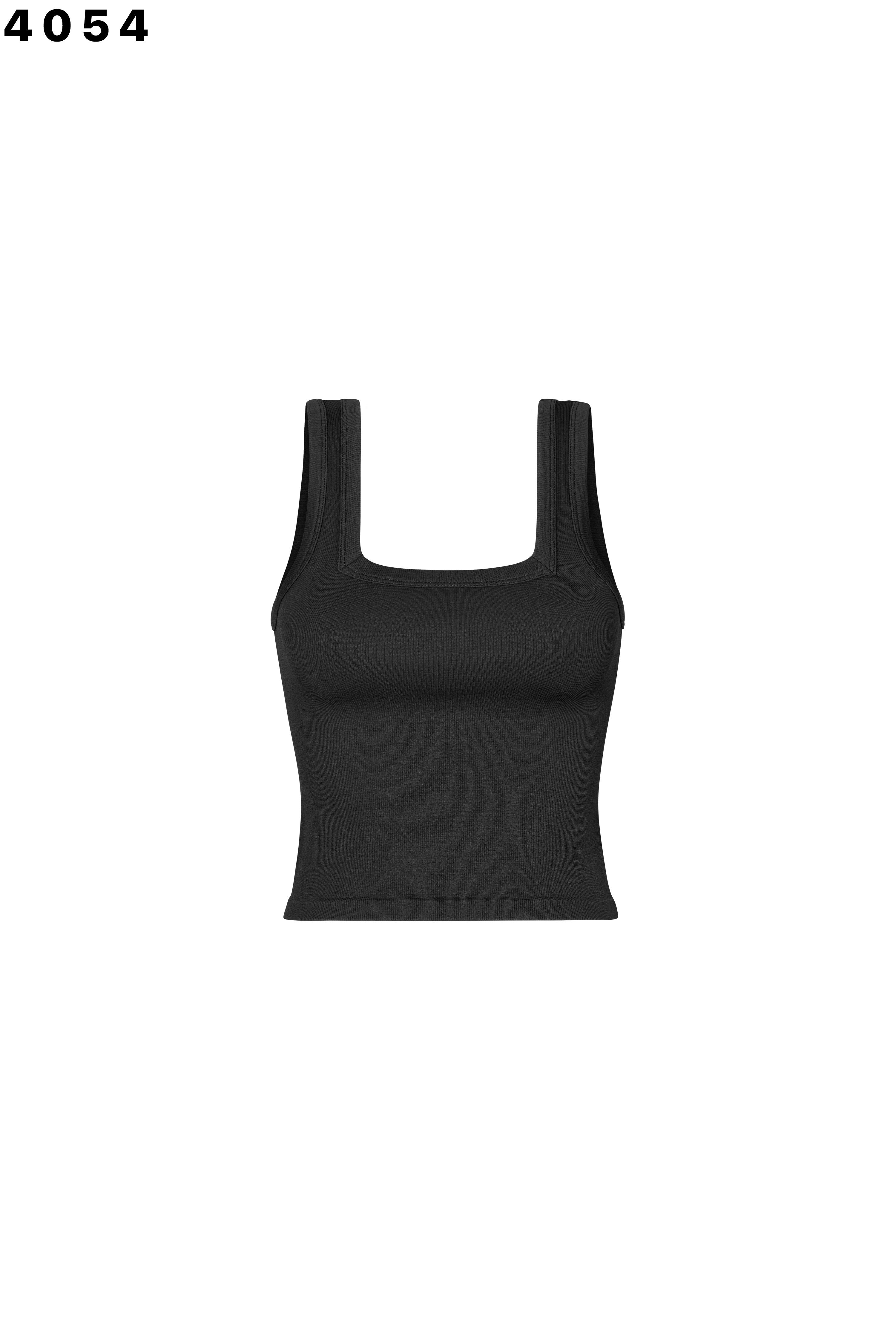 Chic Crop Square Tank - Black
