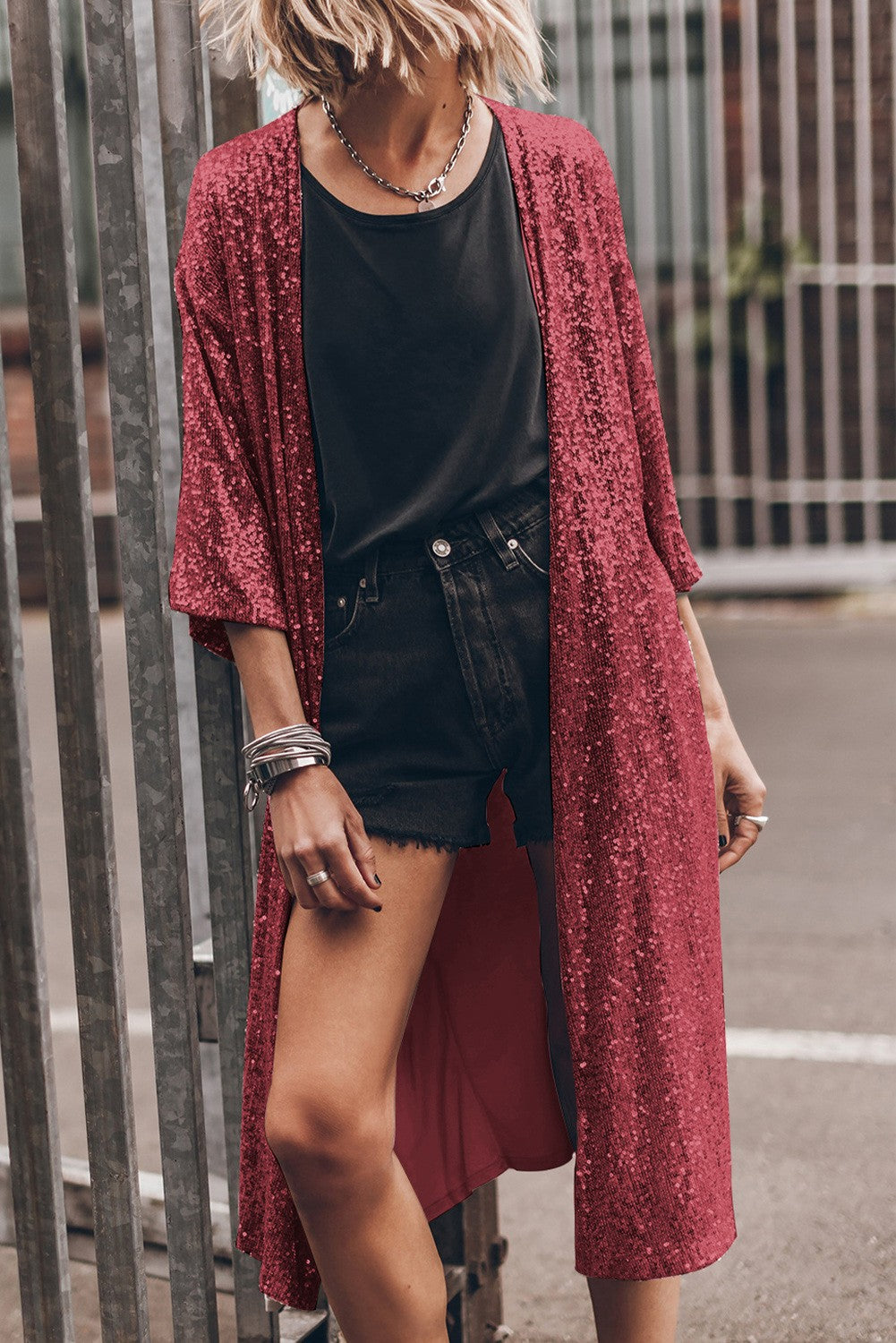 Glimmer Flow Cardigan - Red