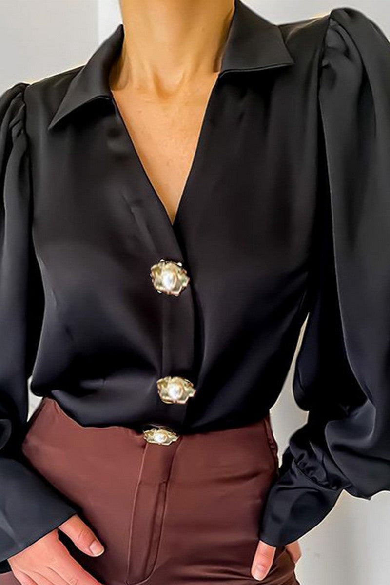 Celeste Satin Top - Black