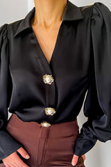 Celeste Satin Top - Black