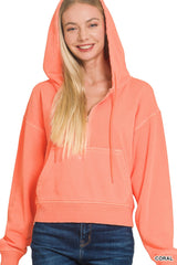 Soft Hue Fleece Hoodie - Coral