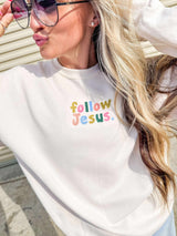 Jesus Follows Embroidery Graphic Top