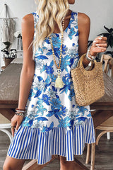 Bloom & Stripe Ruffle Dress