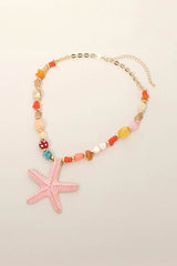 Sandy Shore Beaded Necklace - Pink