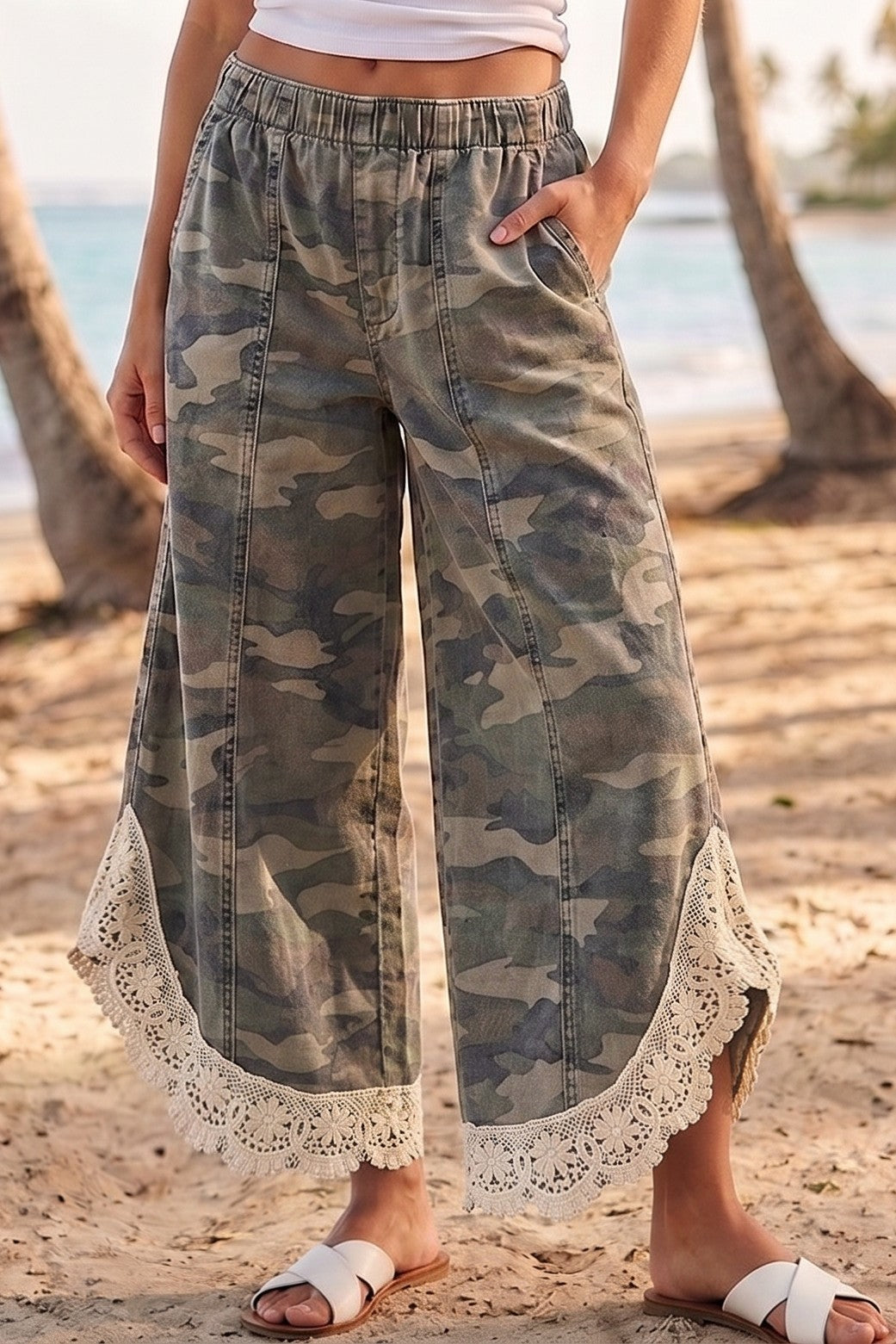 Lace Tulip Washed Camo Jean