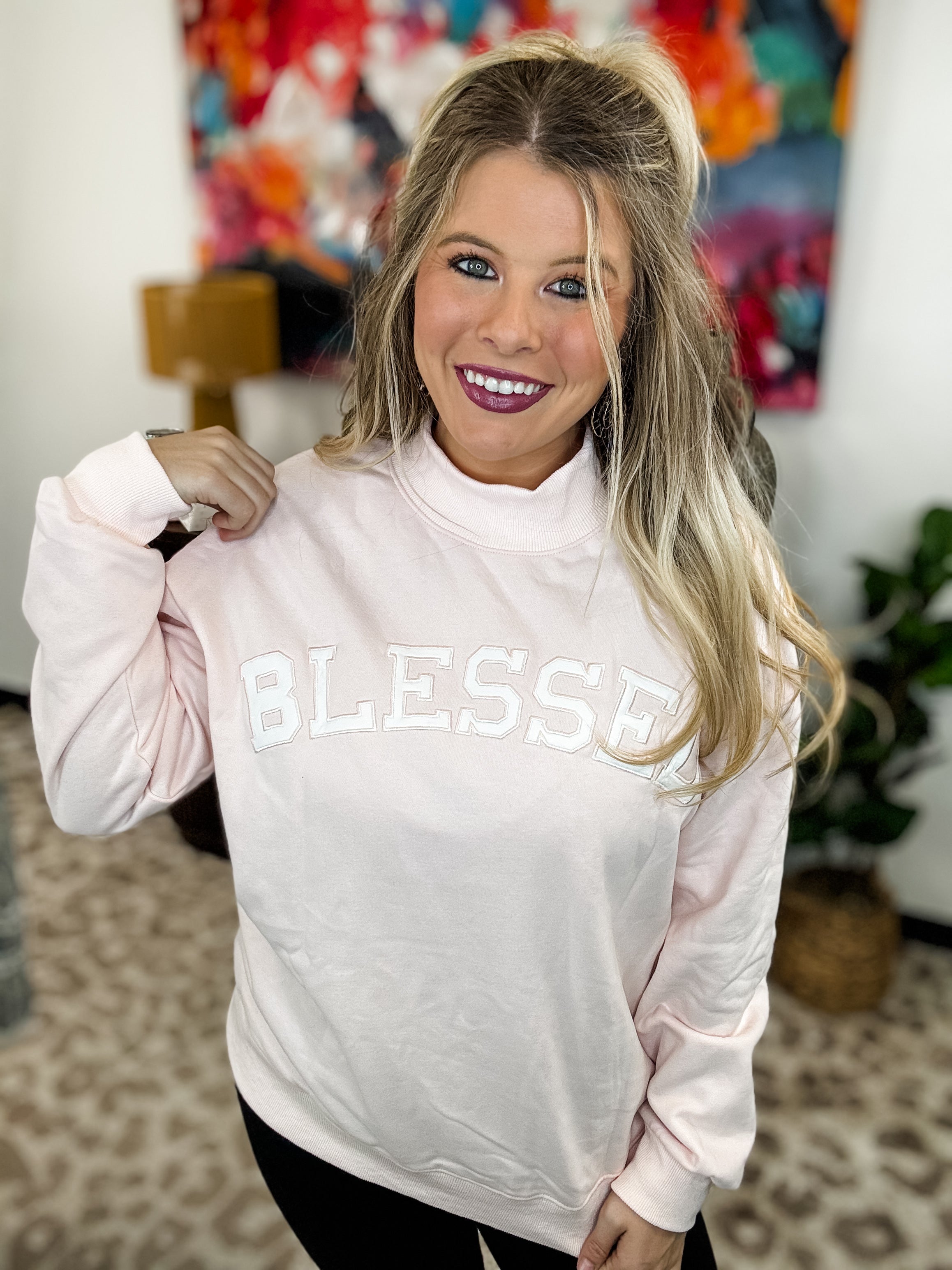 Blessed Embroidered Graphic Sweatshirt 