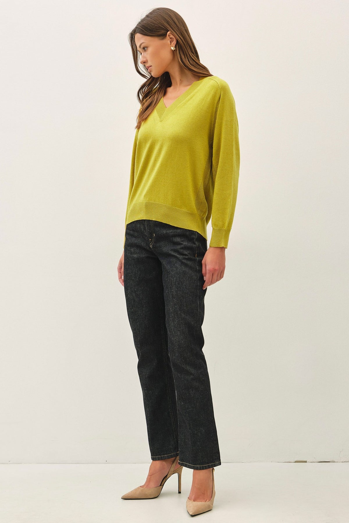 Golden Hour V-Neck Sweater - Mustard