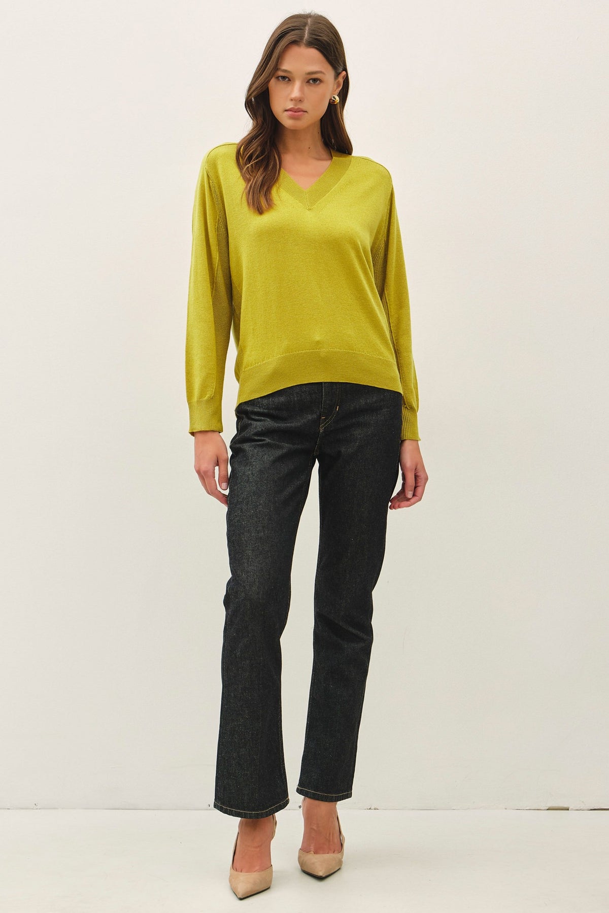 Golden Hour V-Neck Sweater - Mustard