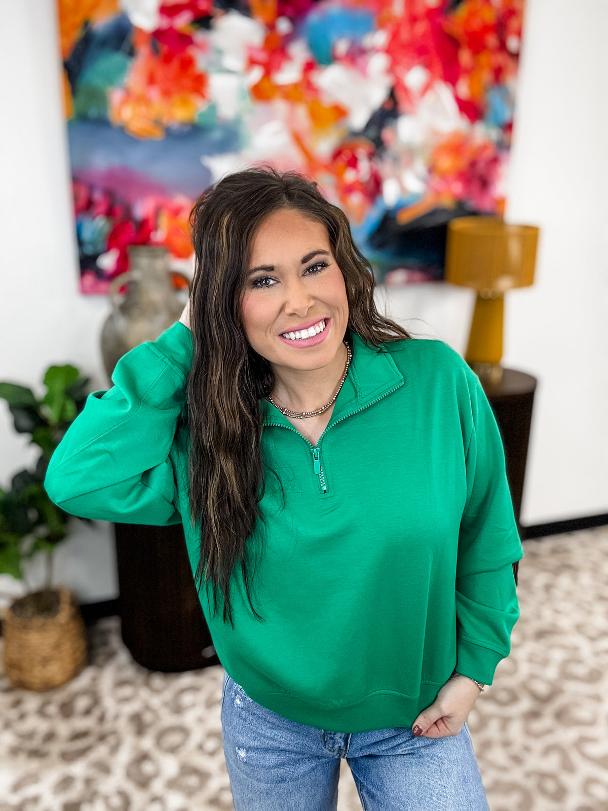 On The Go Pullover - Green - EOS Final Sale