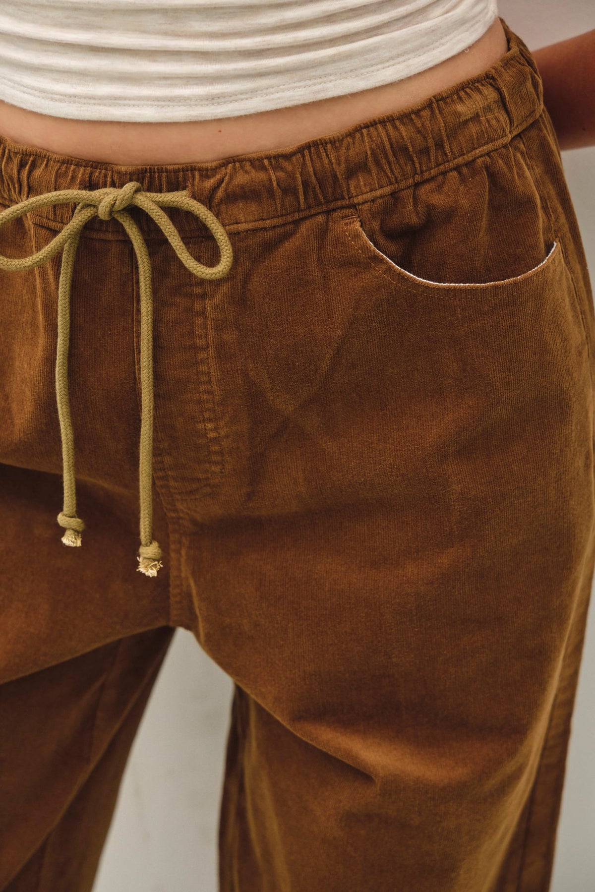 Corduroy Crush Straight Leg Pants - Dark Camel