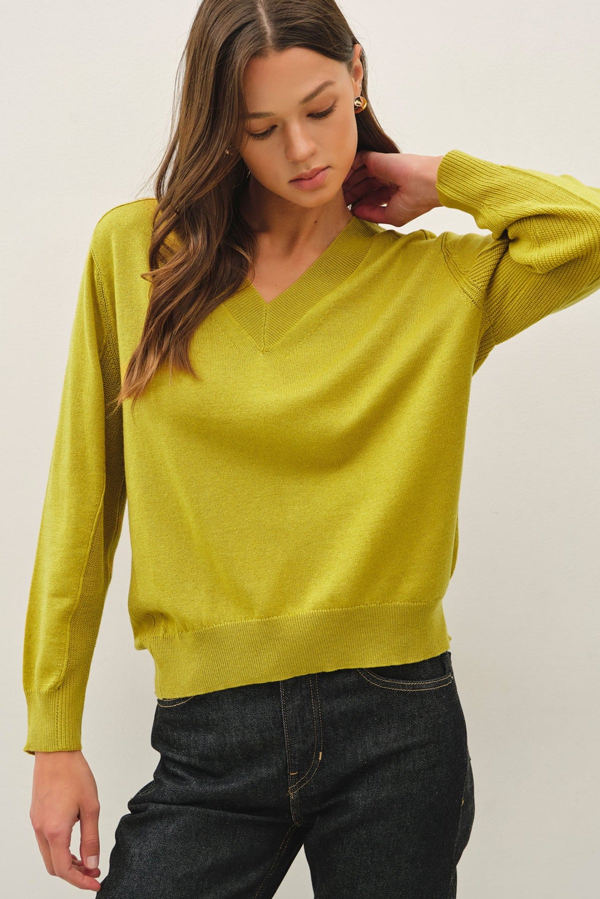 Golden Hour V-Neck Sweater - Mustard