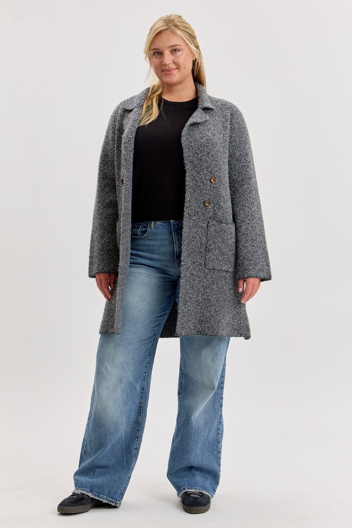 Cozy Commute Boucle Coatigan - Onyx Grey