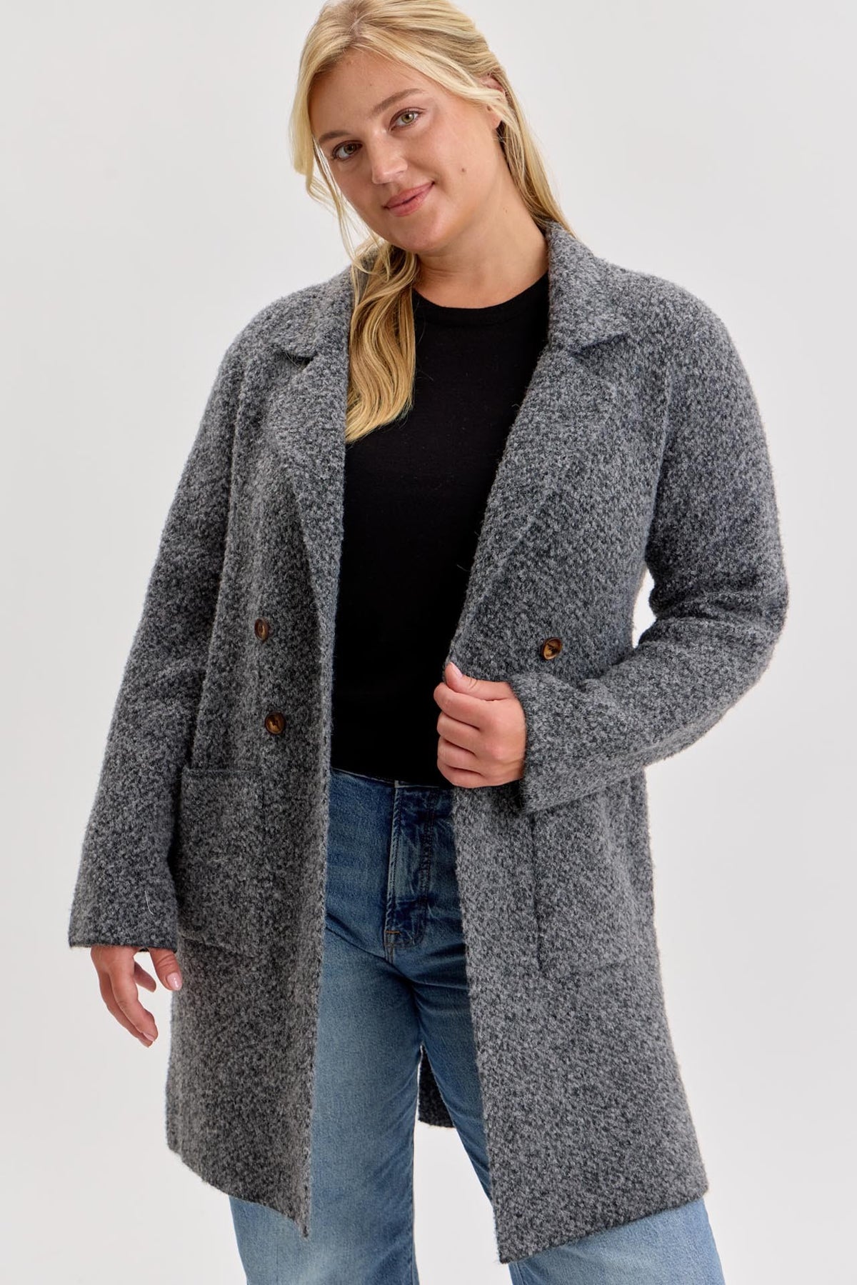 Cozy Commute Boucle Coatigan - Onyx Grey