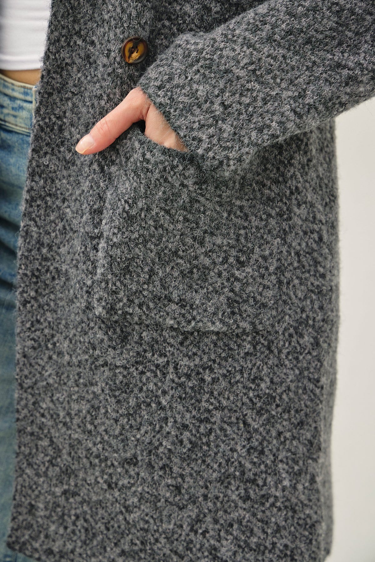 Cozy Commute Boucle Coatigan - Onyx Grey