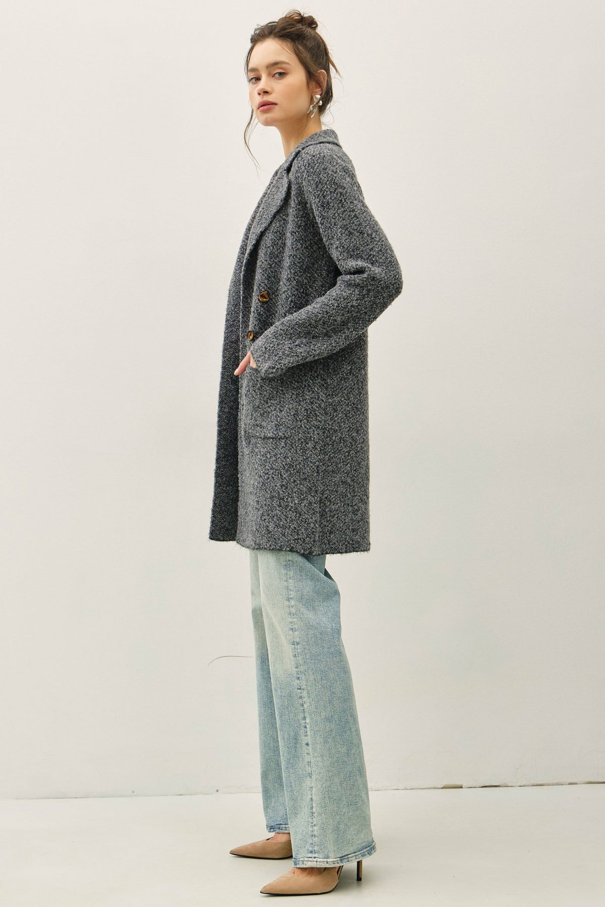 Cozy Commute Boucle Coatigan - Onyx Grey