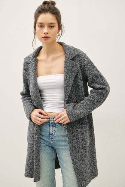 Cozy Commute Boucle Coatigan - Onyx Grey