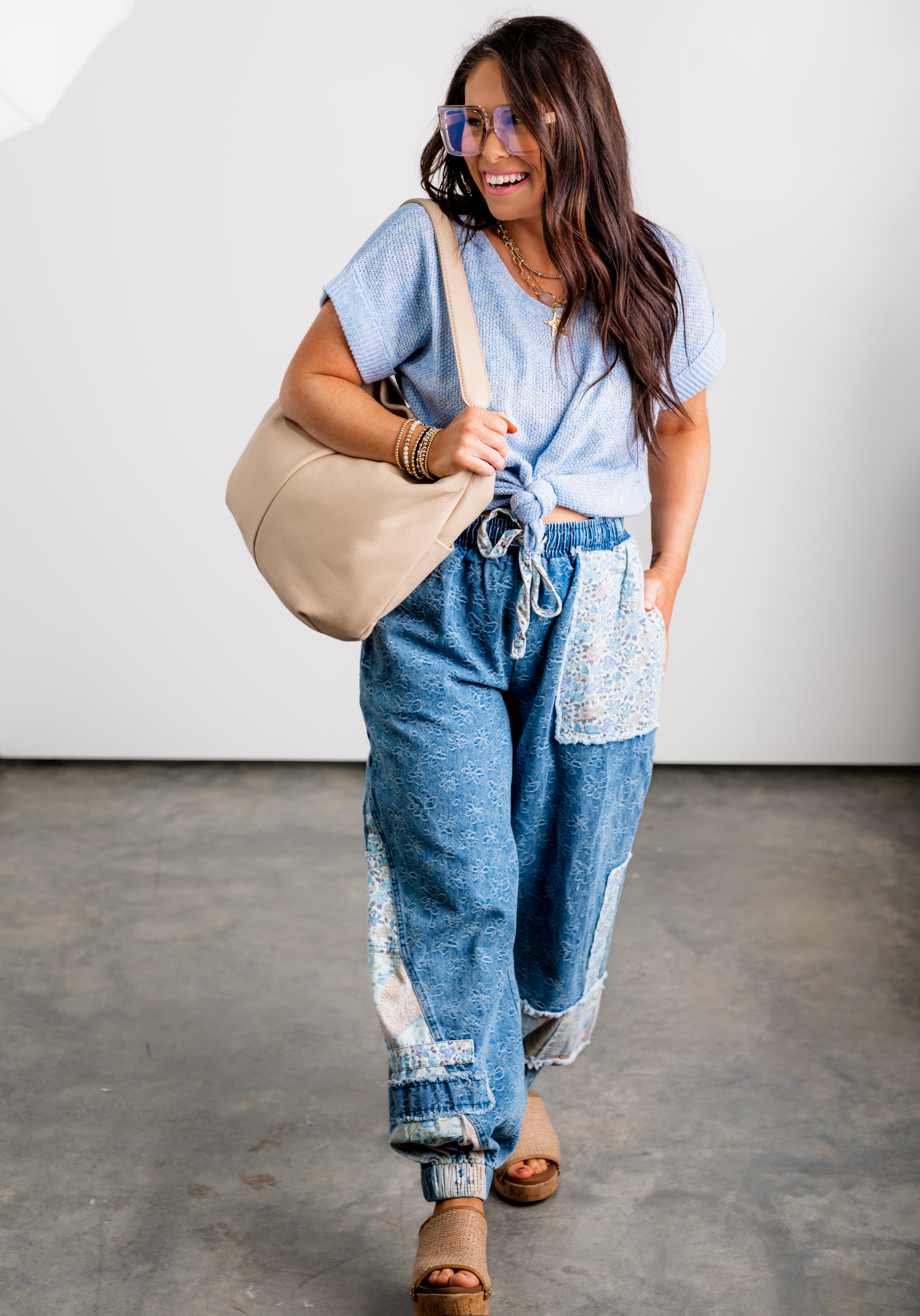 Daily Drift Knit Top - Denim Blue