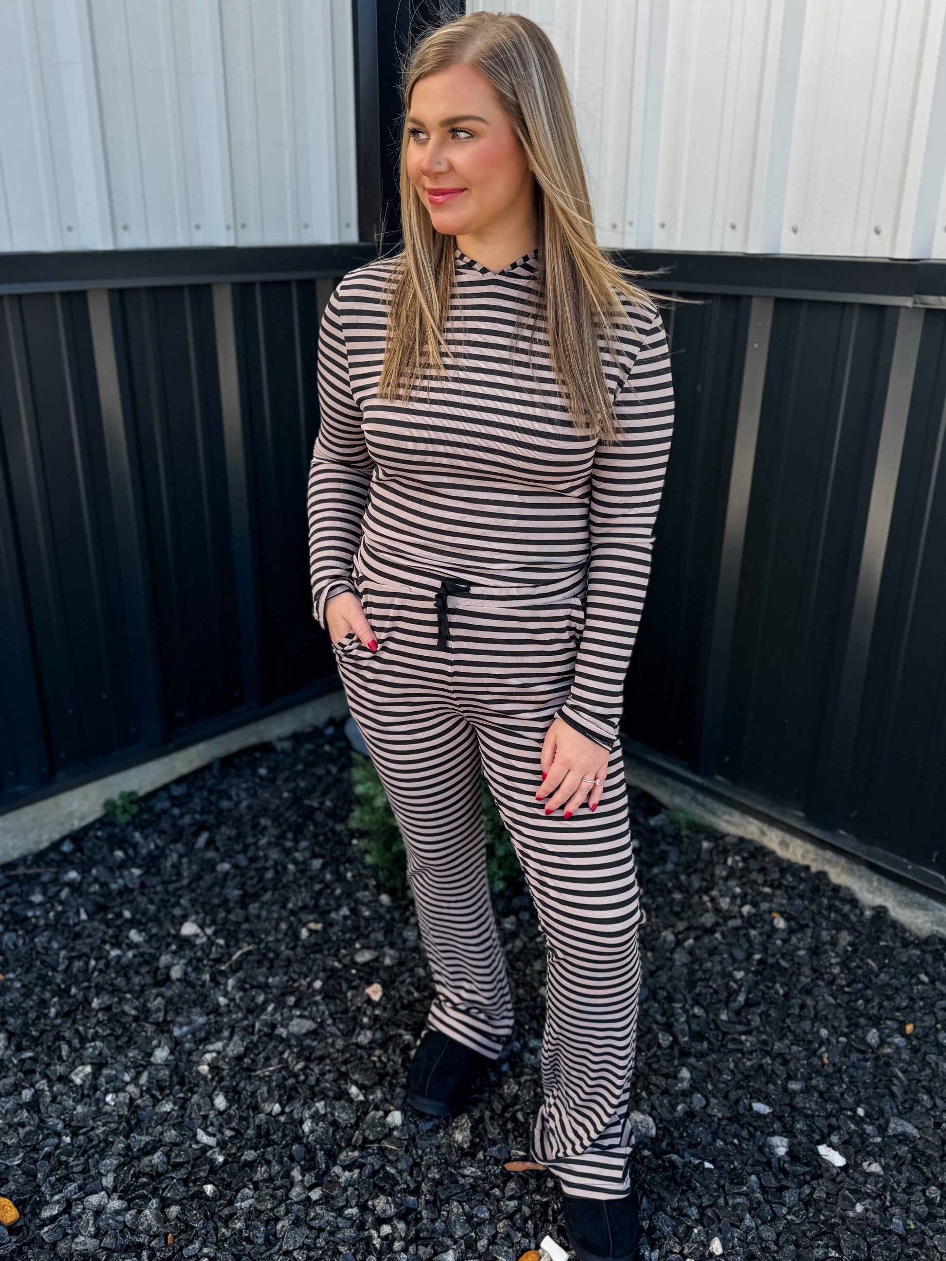 Mist & Stripes Hoodie - Black Final Sale