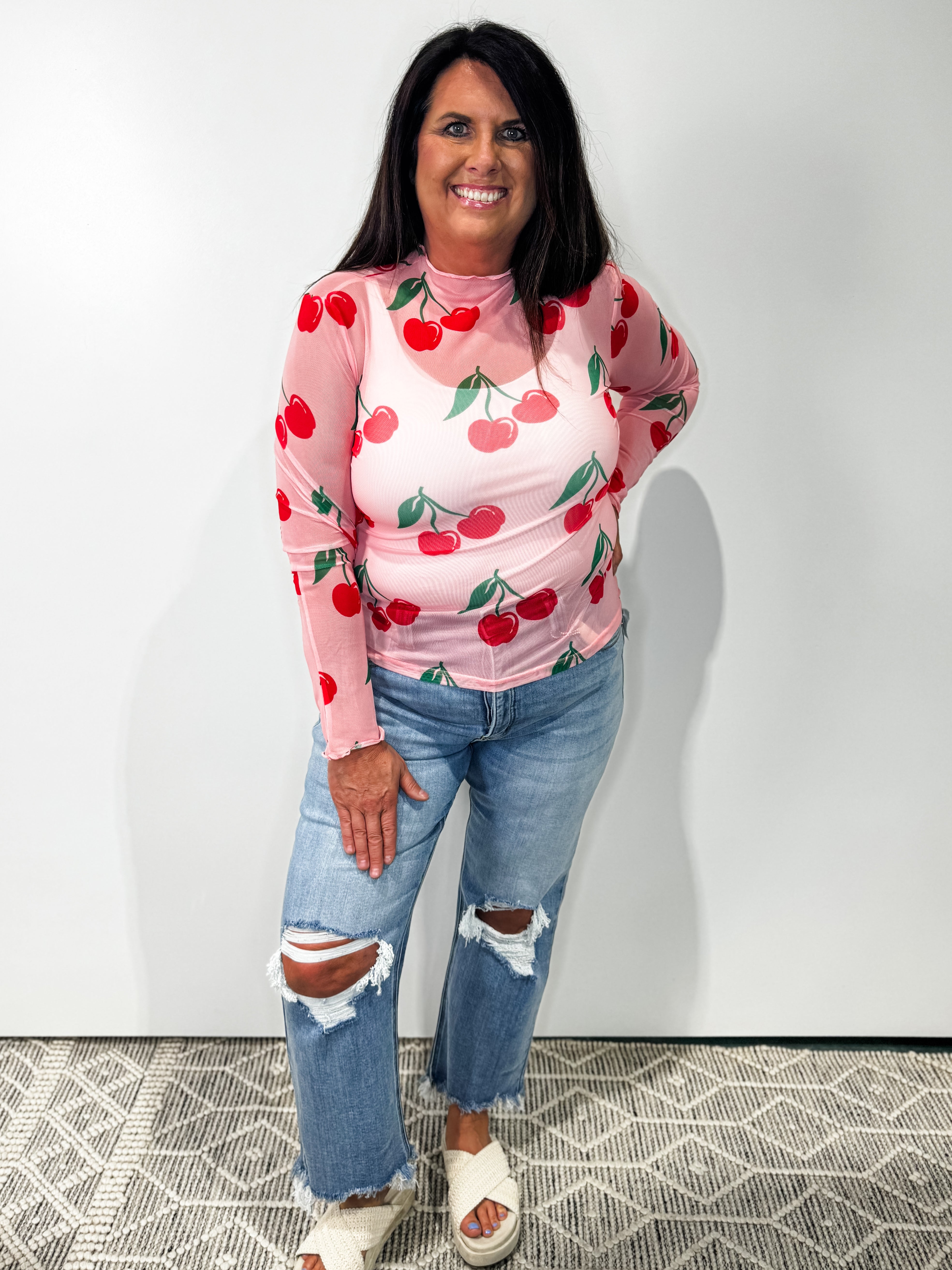 Cherry Blossom Mesh Top DOORBUSTER