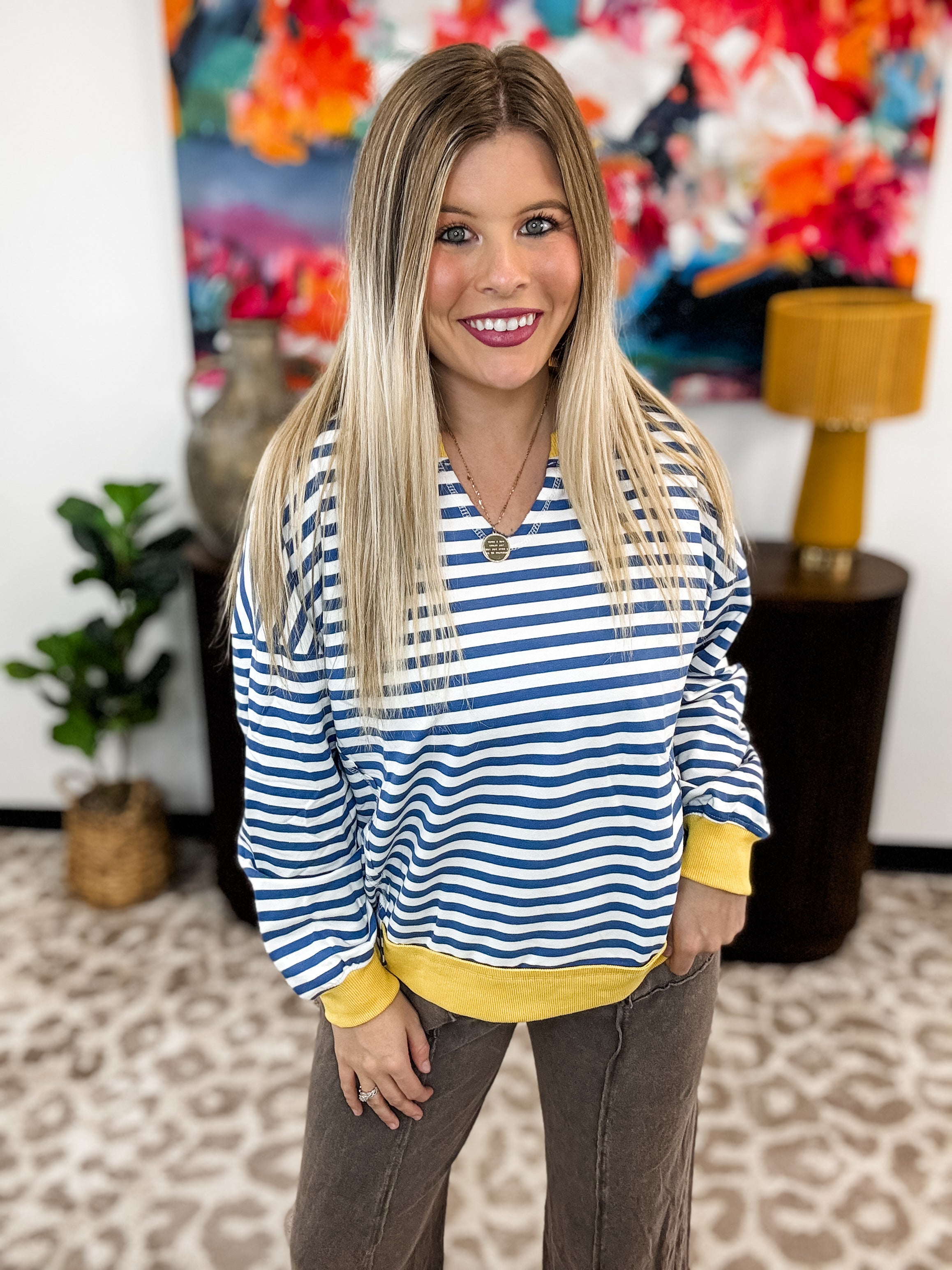 The Weekend Whimsy Stripe Pullover - Yellow