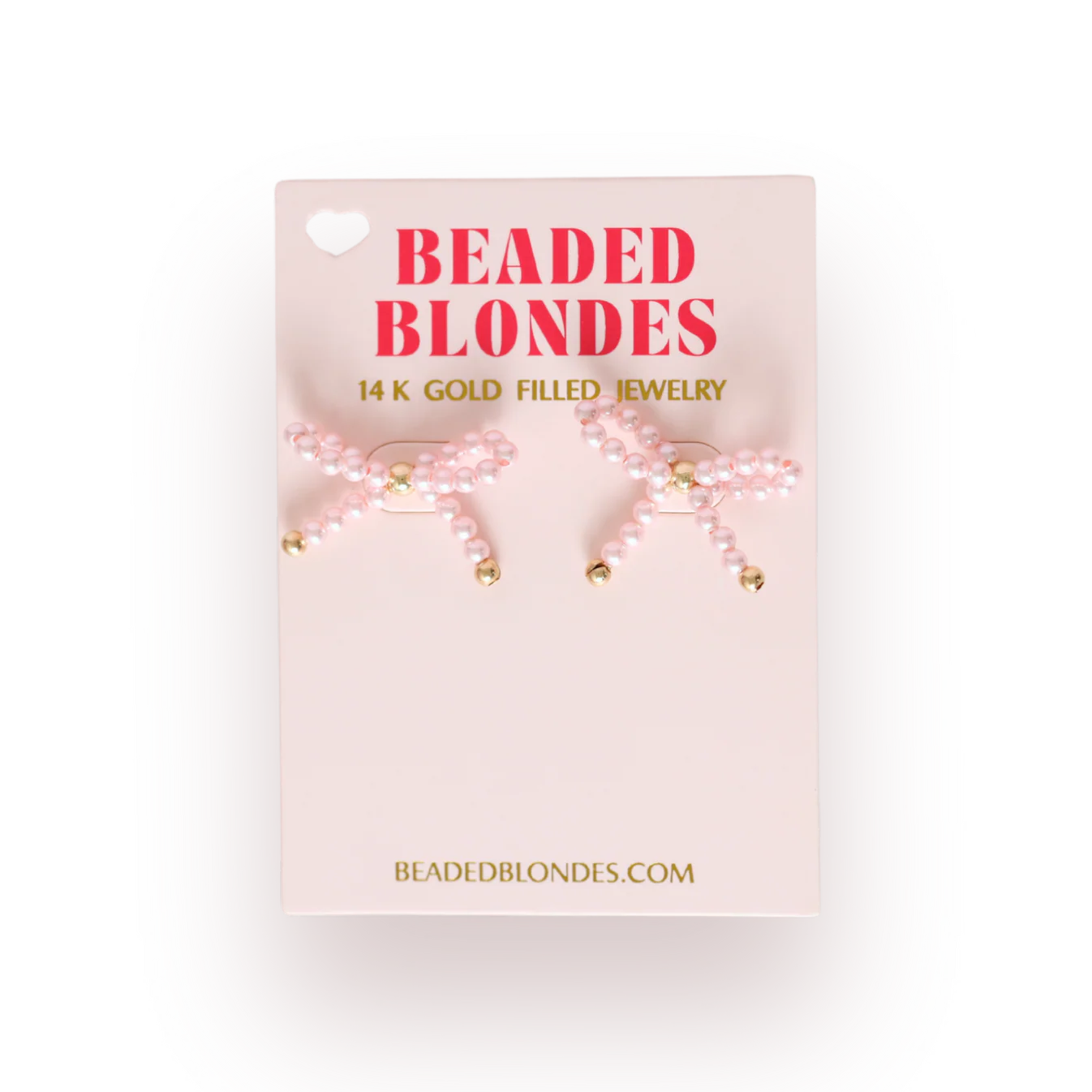 Beaded Blondes Pink Pearl Bow Earrings