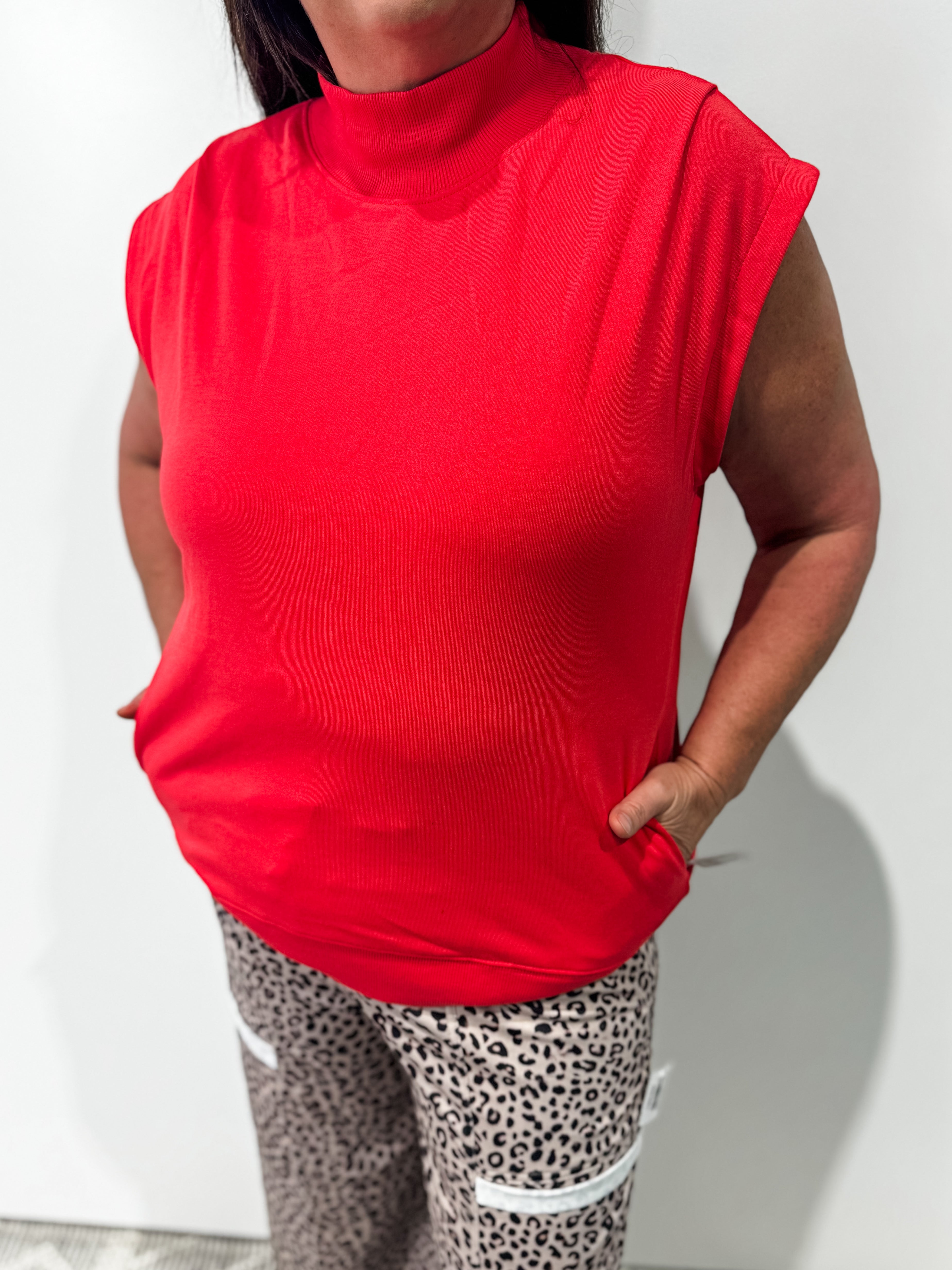 Clean Lines Cap Sleeve Top - Red DOORBUSTER
