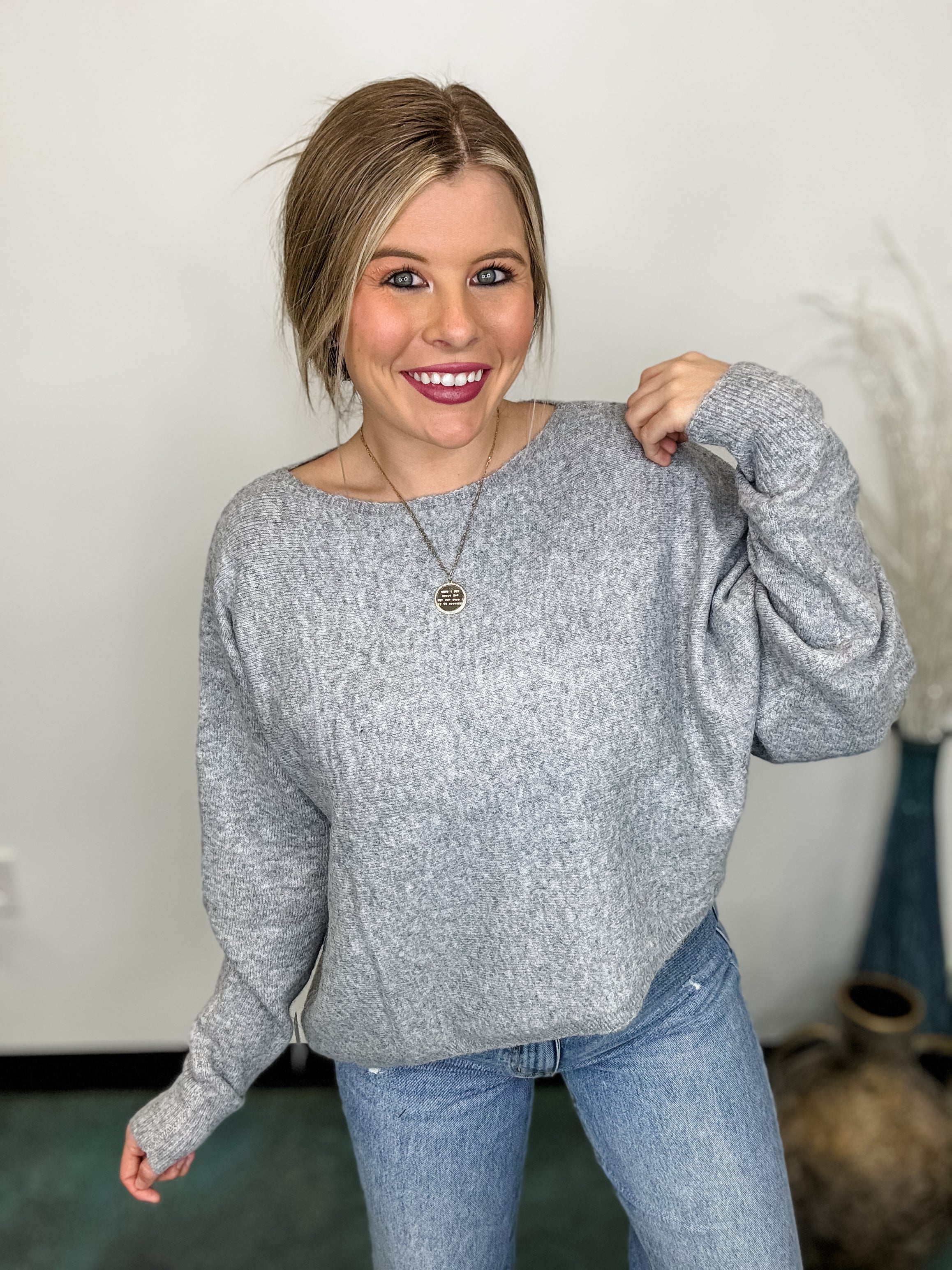 Asymmetry Luxe Sweater - Grey