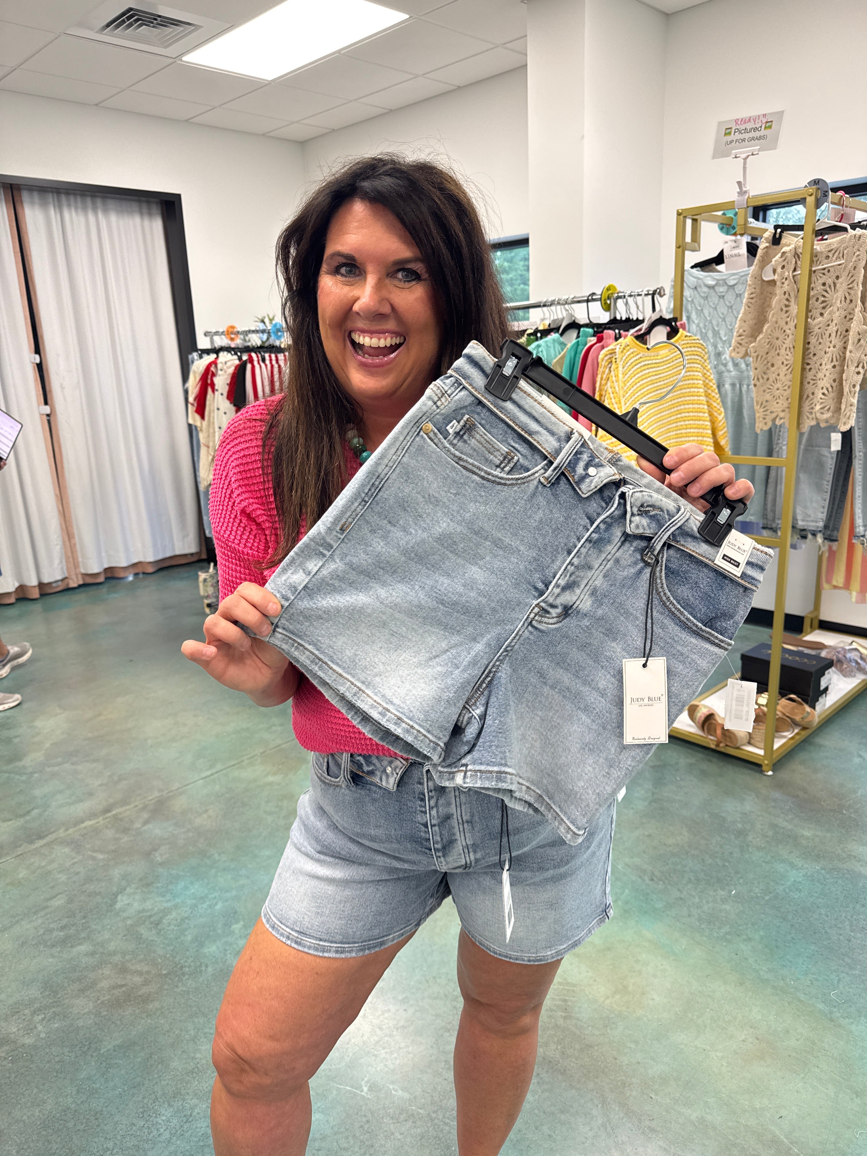 High-Waisted Foldover Denim Shorts