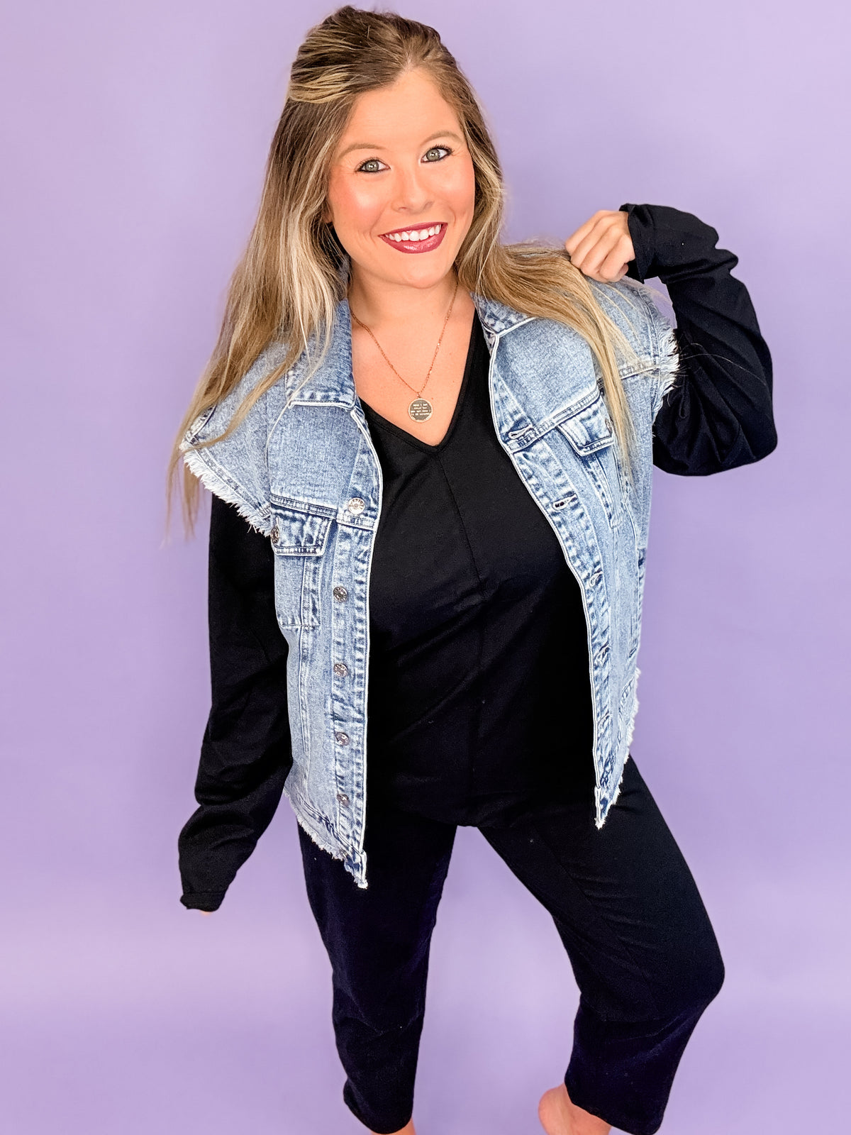 Better in Denim Frayed Vest