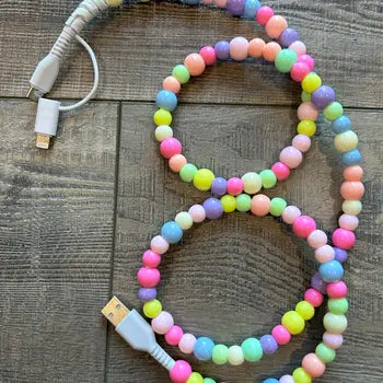 Beaded Phone Charger - Rainbow