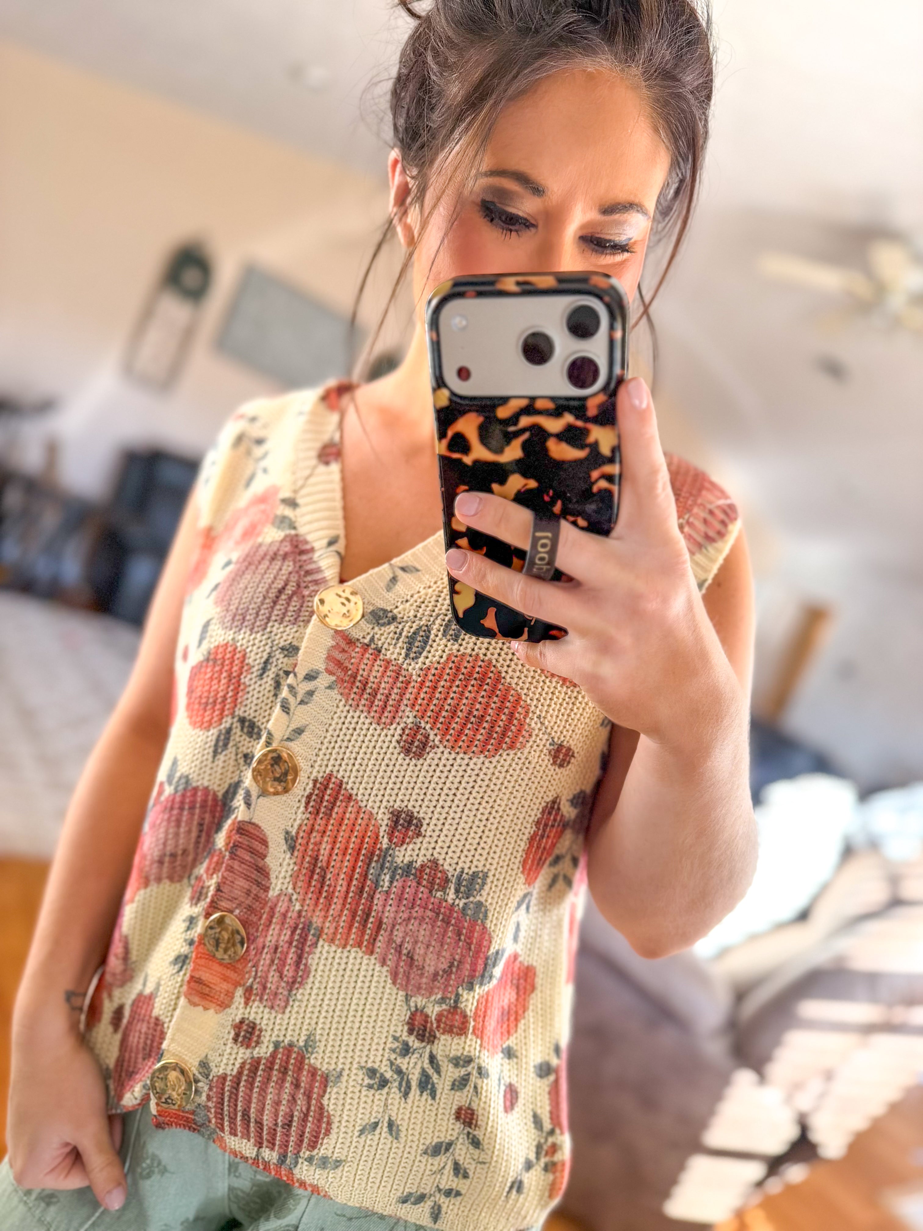 Blush Garden Button Vest