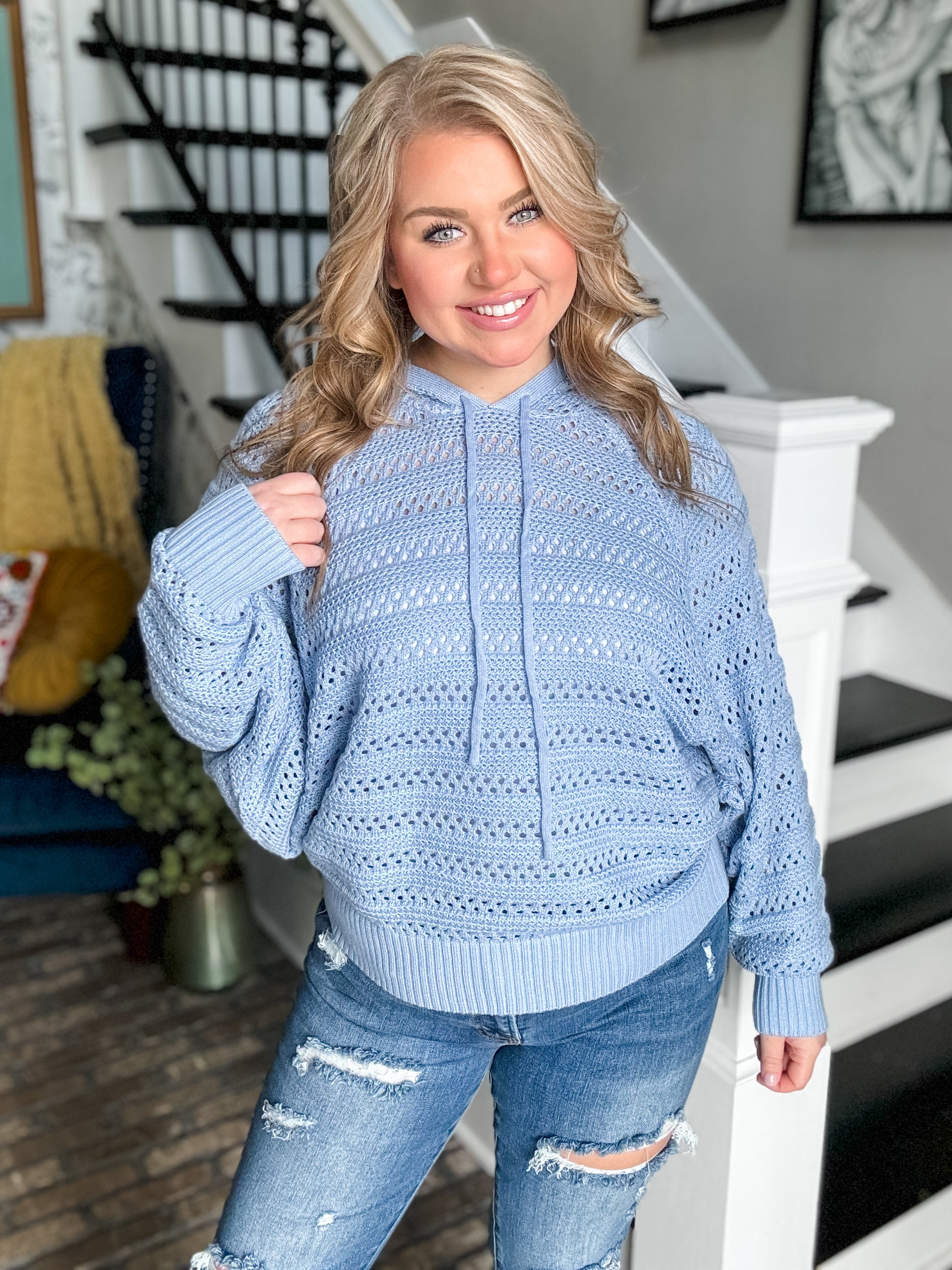 Can't Wait Crochet Hoodie SIDEWALK SALE 6-2024