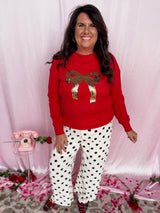 The Sparkle & Shine Bow Sweater - Red