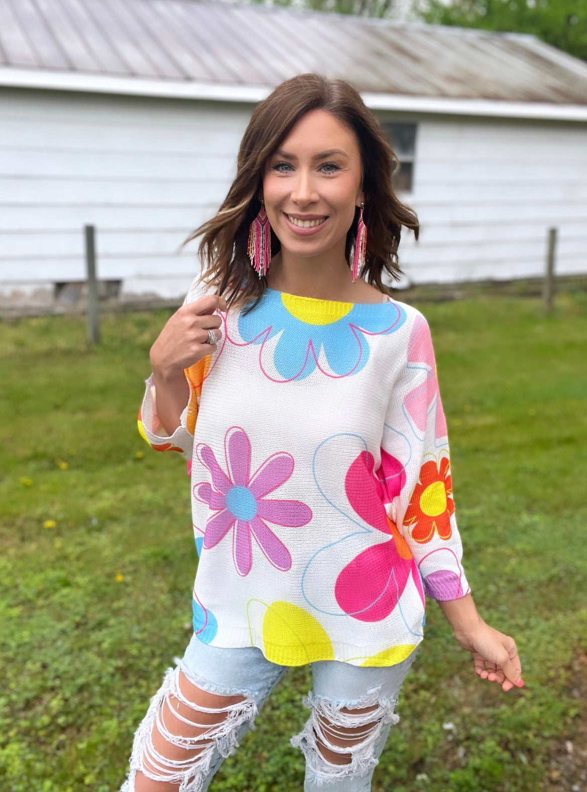 Bright Blooms Sweater