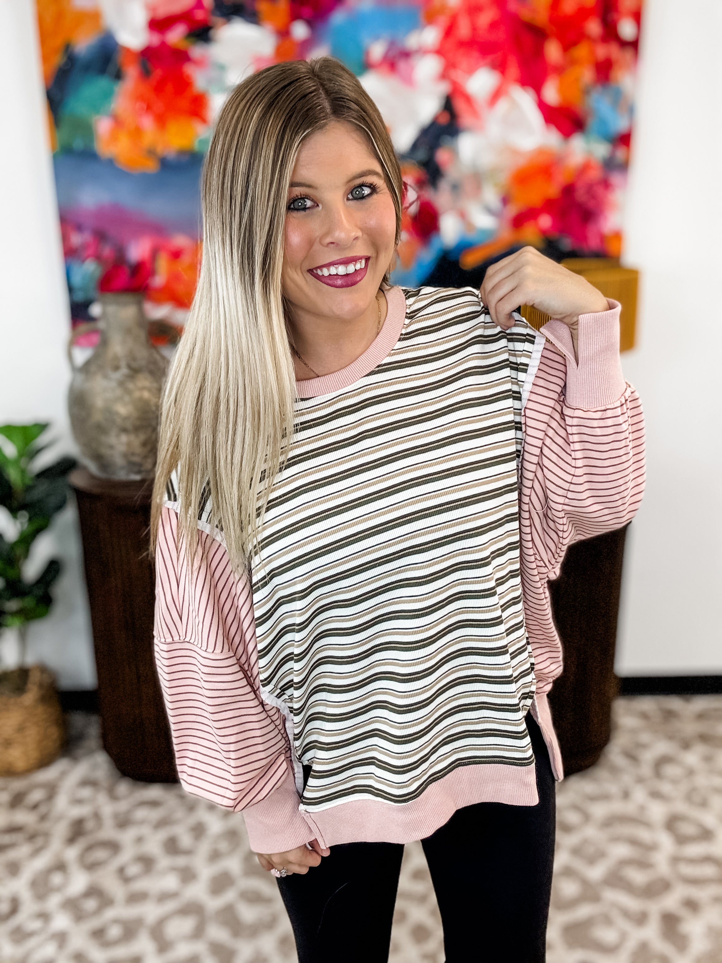 Edge & Stripe Mixed Top