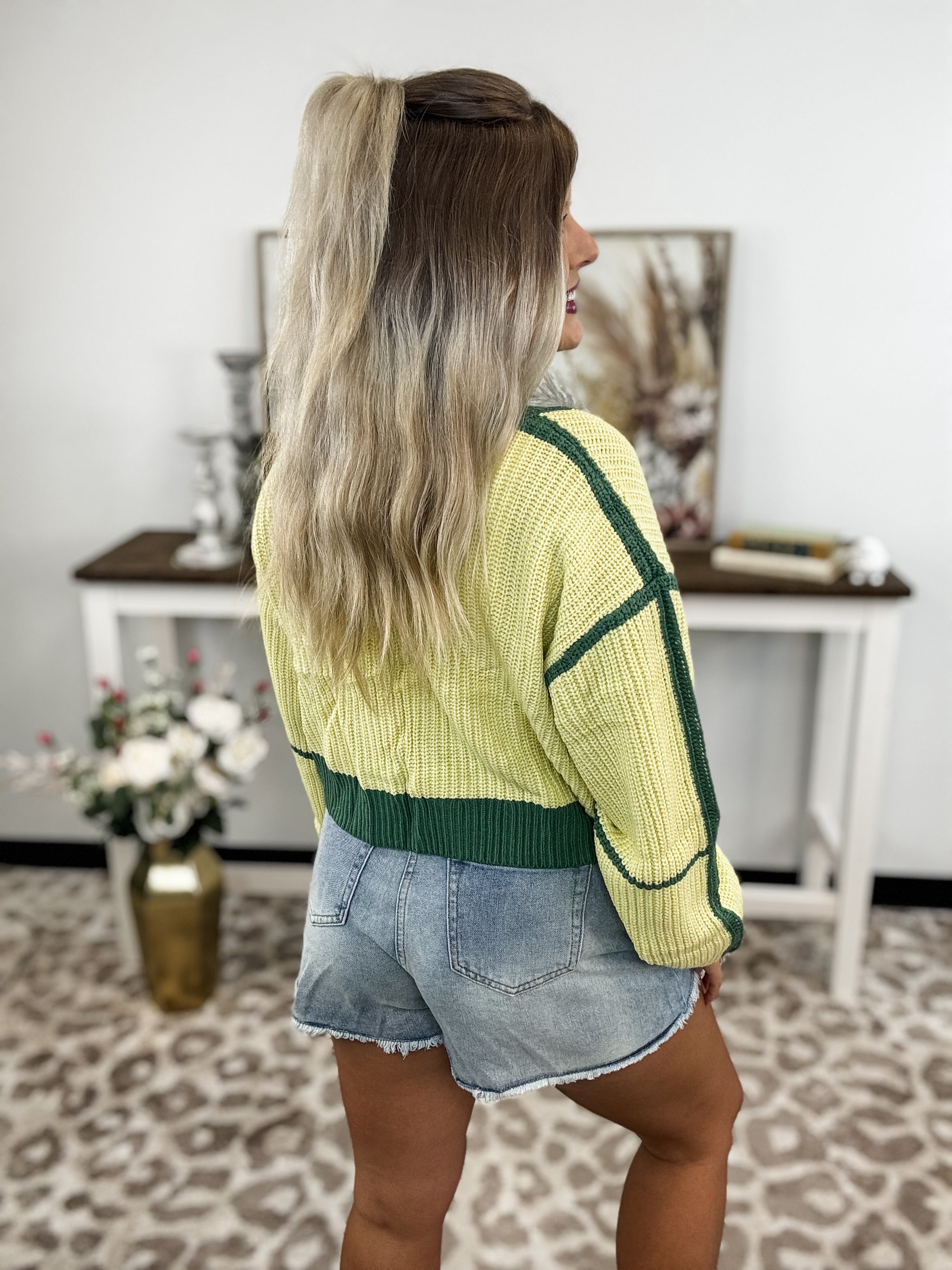 Retro Row Cardigan - Green