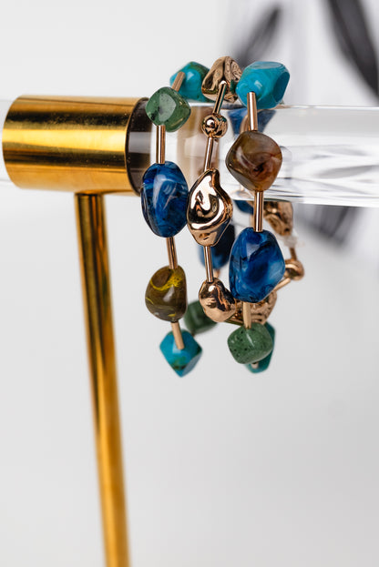 3 Row Pebble & Bar Bracelet