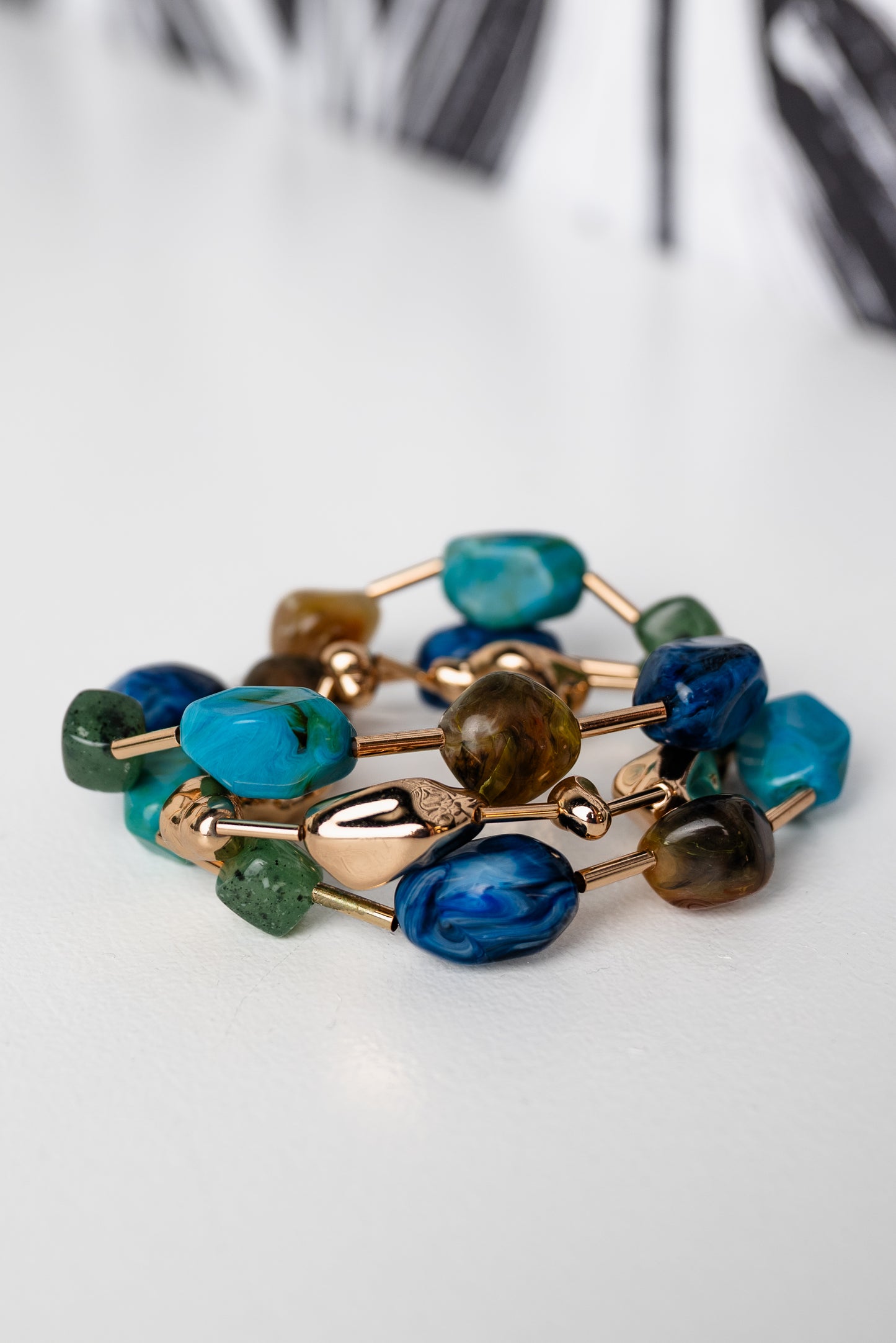 3 Row Pebble & Bar Bracelet