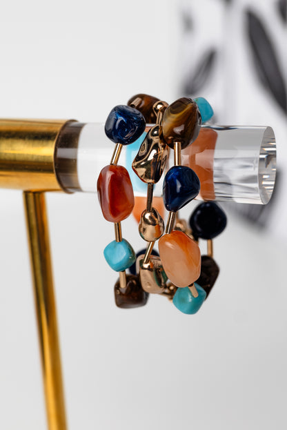 3 Row Pebble & Bar Bracelet