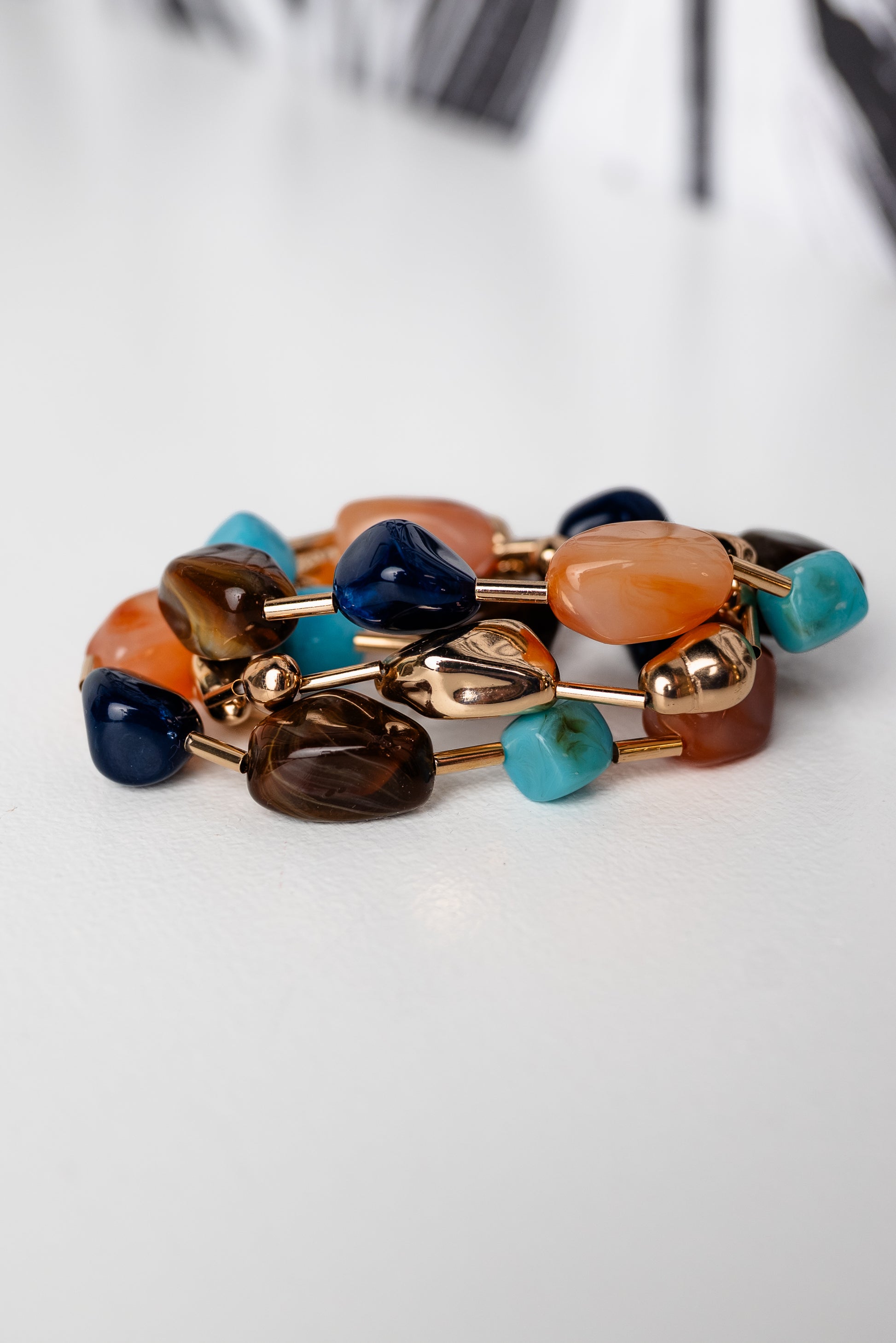 3 Row Pebble & Bar Bracelet