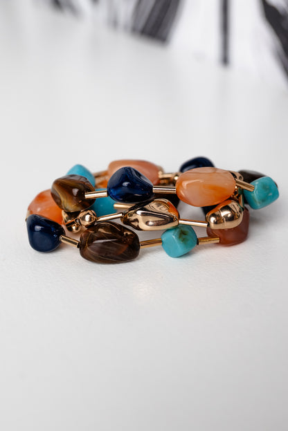 3 Row Pebble & Bar Bracelet