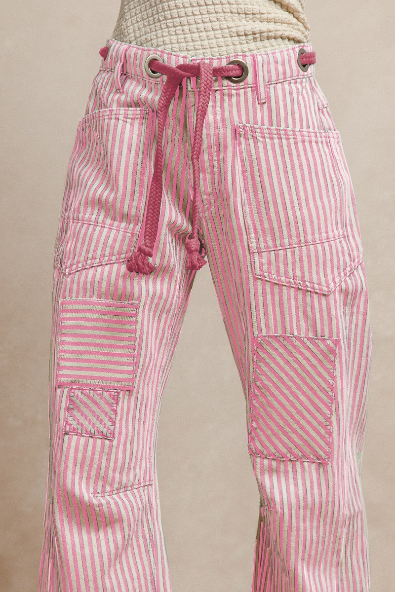 Twill & Line Pants - Pink - EOS Final Sale
